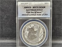 1 OZ Silver Austrailia MS70  Dollar Coin