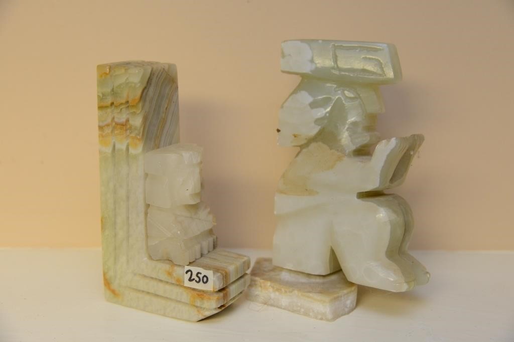 HAND CARVED STONE BOOK ENDS