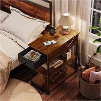 WLIVE Flip Top Side Table with Charging Station,