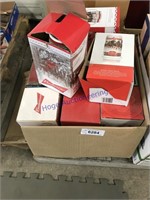 STEINS IN BOXES, MOSTLY BUDWEISER