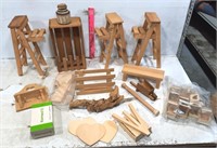 Box of Wooden Items for Crafts.