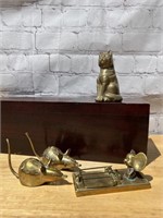 Brass cat and mouse