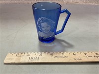 Blue Shirley Temple glass with handle