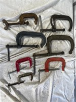 Seven various size C clamps