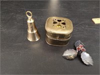 3 pcs Metal Decor: Box, Bell & Candleholder