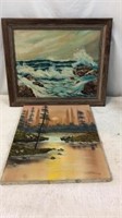 2 Pieces of Hand Painted Nature Wall Art Q13A