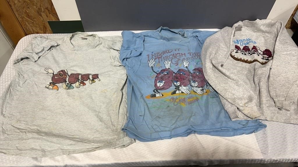 2 California raisins T-shirts. Some staining 1