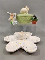 Ceramic Easter Plates, Candy Dish, Etc