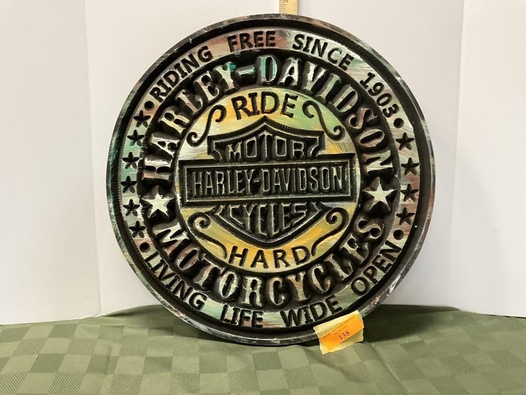 Harley Davidson Whiskey barrel cover sign 20"