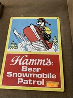 Hamm’s Beer Snowmobile Patrol Tin Sign 18x24