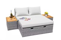 Wicker Outdoor Day Bed with Removable Storage Cabi