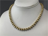 14KYG 15.5'' Diamond Cut 6.5mm Ball Bead Necklace