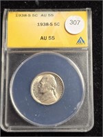 1938S Jefferson Nickel - ANACS AU55