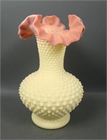 Fenton Satin Burmese Hobnail Vase