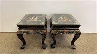 Pair modern Chinese hard stone side tables