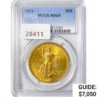 1924 $20 Gold Double Eagle PCGS MS65