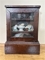 small curio cabinet w/ contents