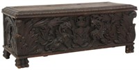 Continental Winged Griffin Carved Blanket Chest