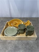 Green and Yellow Ceramic Dishes
