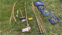 Wood trims, sticks, Cub scout banners