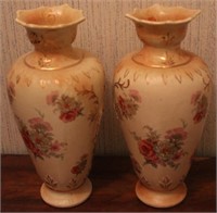 Pair Matching Hand Painted Vases (2pc)