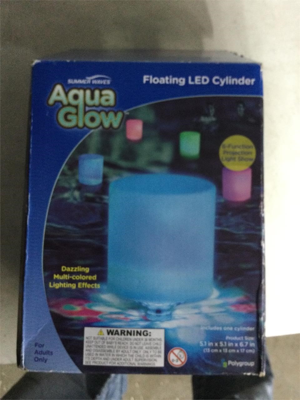 Aqua glow floating LED Cylinder