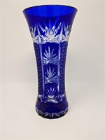 Blue Cut To Clear Vase