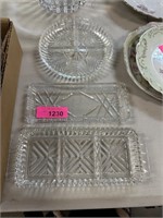 LOT OF 4 GLASS TRAYS / DIVIDED MORE