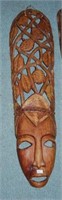 Large 53"x12" carved tribal mask