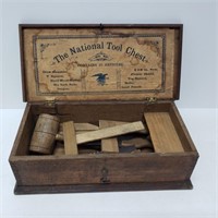 wooden The National Tool Chest box with tools