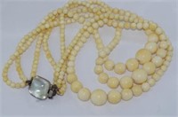 Good vintage three strand ivory necklace