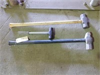 2-sledge hammers, 1-smaller hammer