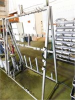 Steel tool rack on rollers, 4' x 67"
