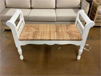 Bench W/Rush Seat Cushion, 28in Tall X 44in Tall