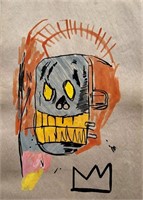 Jean-Michel Basquiat mixed media on vintage paper