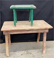 Wood Stool and Table