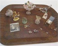 LOT OF CRYSTAL AND SPUN GLASS FIGURINES. SOME IN