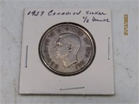 1937 Canadian Silver Half Dollar Coin