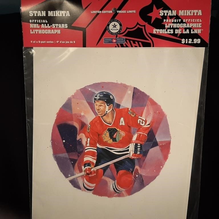 Stan Mikita Lithograph and Stamps