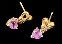 10K Gold & Amethyst Earrings with Diamond Accents