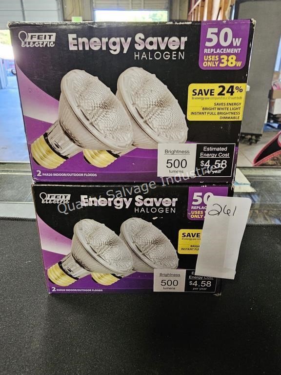 2-2ct 50W halogen energy saving bulbs (display