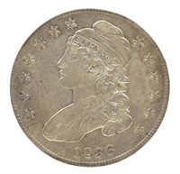 1836 US CAPPED BUST 50C SILVER COIN AU REVERSE CLE