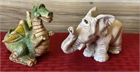 1980’s Clay Figurines - elephant/dragon