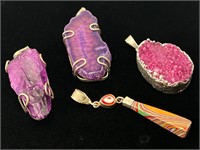 Colored Geode and Crystal Pendants