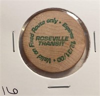 Roseville Transit Wooden Nickel