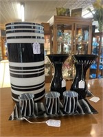 Black and White Striped Decorative Glassware