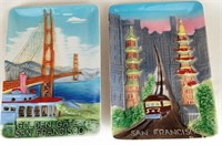(2) Ceramic San Francisco 3-D Wall Hanger Décor
