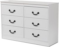 White Dresser  6 Drawers  Bedroom Storage Unit