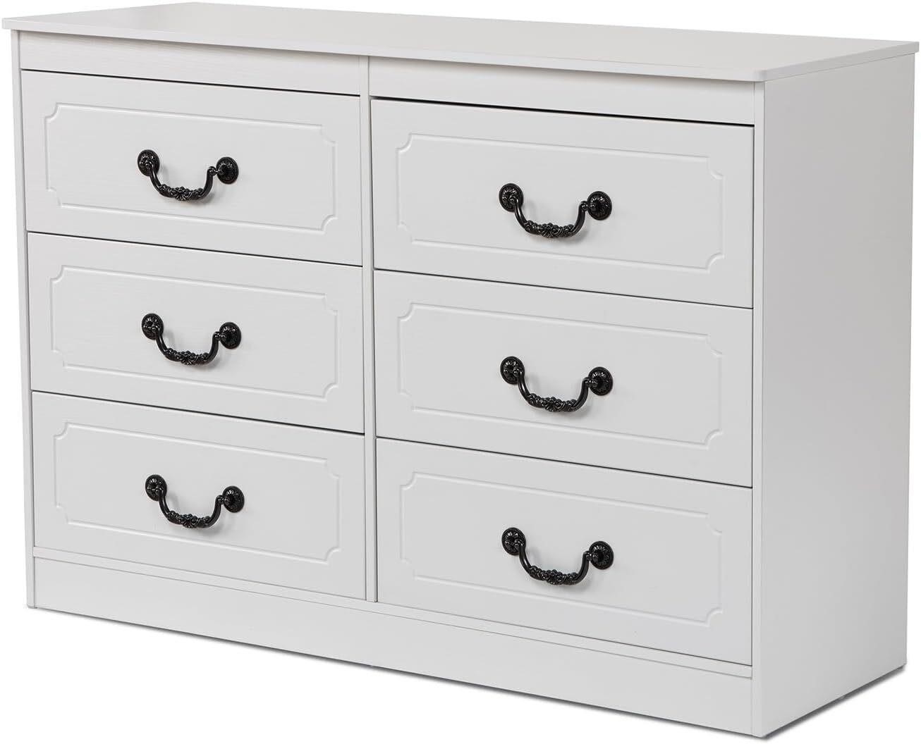 White Dresser  6 Drawers  Bedroom Storage Unit