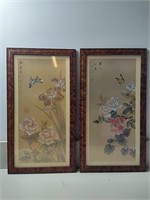 Japanese Flower / Butterfly Wall Art, 2 PC's